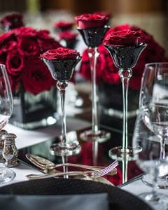 Cocktail chalice with red rose