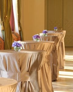 Purple and white cocktail decoration in round glass bowl