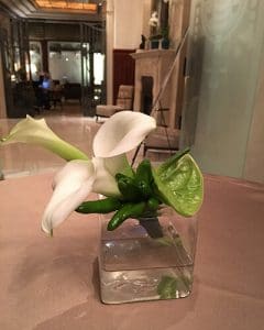 Green-white cocktail decoration with green paprika