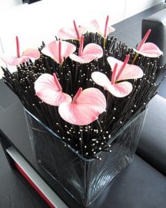 Office table decoration with anthurium