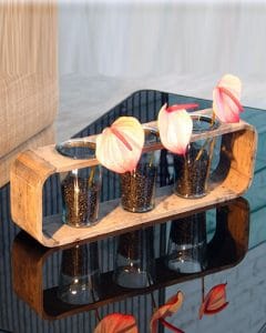 Office flower decoration with pink flamingo flowers.