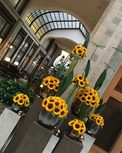 Napraforgó lobbydísz a Four Seasons szállodában